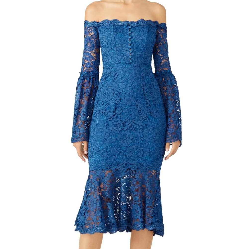 Blue Octavia Off-the-Shoulder Dress by Nicholas